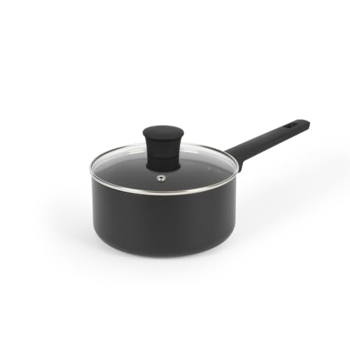 Russell Hobbs RH02840EU7 18cm Non-Stick Saucepan – Induction Pan, Tempered Glass Lid & Steam Vent, High Performance, Easy-Clean, Little/No Oil, Soft-Touch Handle, 5 Year Guarantee, Shield Collection