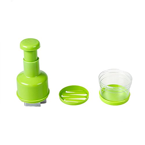 Fenleo Food Chopper One Piece Salad Vegetable Chopper and Slicer Dicer Manual Mini Hand Chopper Onion Garlic Mincer with Cover for Vegetables Stainless Steel Cutter Blade