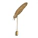 Hansicod Men's Feather Leaf Golden Flower Lapel Stick Brooch Pin for Suit