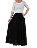 BeryLove Women Stretched Waist Pleated Full Length Maxi Chiffon Long Skirt