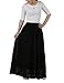 BeryLove Women Stretched Waist Pleated Full Length Maxi Chiffon Long Skirt