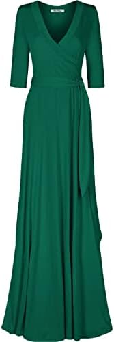 bon rosy maxi dress Bon Rosy, Women's, Women's 3/4 Sleeve Deep V-Neck Maxi Faux Wrap Dress, Jade, M
