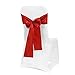 Obstal 10 PCS Burgundy Satin Chair Sashes Bows for Wedding Reception- Universal Chair Cover Back Tie Supplies for Banquet, Party, Hotel Holiday Event Decorations