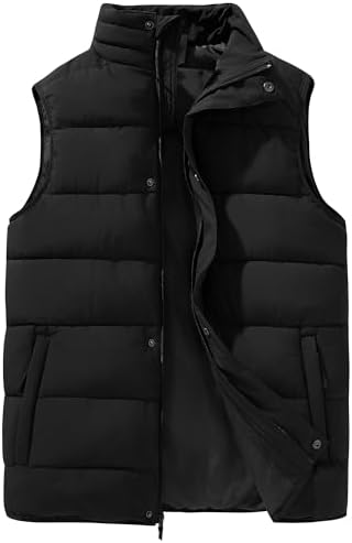 JEsilunmaMY Men's Hooded Bubble Winter Puffer Vest Sleeveless