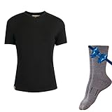 100% NZ Organic Merino Wool Lightweight Women’s T-Shirt + Merino Wool Hiking Socks Bundle | Short Sleeve Crew Tee