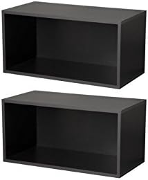 Foremost 15"x30" Lightweight Stackable Black Finish Large Modular Open Cube,2-Pieces