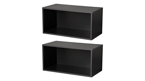Foremost 15"x30" Lightweight Stackable Black Finish Large Modular Open Cube,2-Pieces