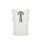 FUNOC Ladies Summer Loose Casual Chiffon Ruffles Sleeve Vest Shirt Tops Blouse