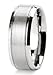 Tungsten Wedding Band Ring For Men & Women, Brushed Matte Silver Engagement Ring Finish w/ Beveled Polished Edge - Durable and Comfortable 8mm Width Ring ( Size 11)