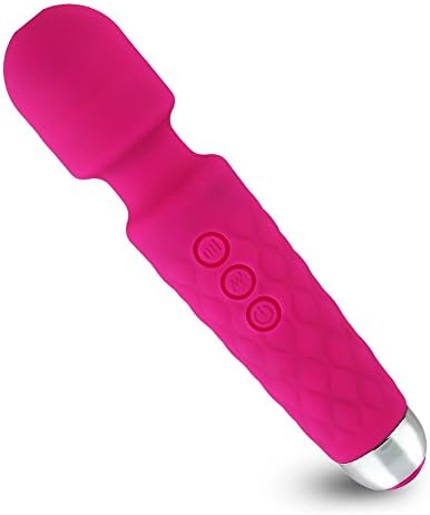 Cordless Personal Handheld Electric Wand Massager, ShiBizz Multi Speeds & 20 Patterns Waterproof Silicone Massager for Body Therapeutic, Wireless & Rechargeable (Pink)