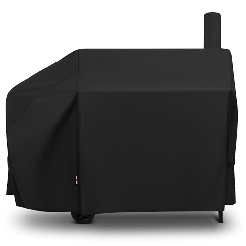 Unicook Offset Smoker Cover 60 Inch, Outdoor Heavy Duty Waterproof Charcoal BBQ Grill Cover, Fade Resistant, Compatible for Brinkmann, Char-Broil, Royal Gourmet and More, Black