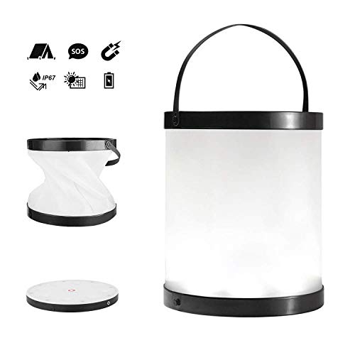 Yourder Solar LED Lantern Waterproof Camping Lamp Portable Outdoor Light Collapsible Emergency Flashlight with USB Port Charge & Solar Panel, Camp Gear for Fishing Hiking Outdoors