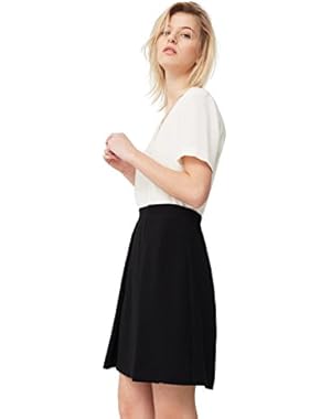 Mango Women's Monochrome Contrast-Bodice Dress
