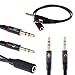 Seadream 2Pack 3.5mm Female to Dual 3.5 Male Headset Mic & Stereo Audio Y Splitter Cable Adpter (2pack Black)