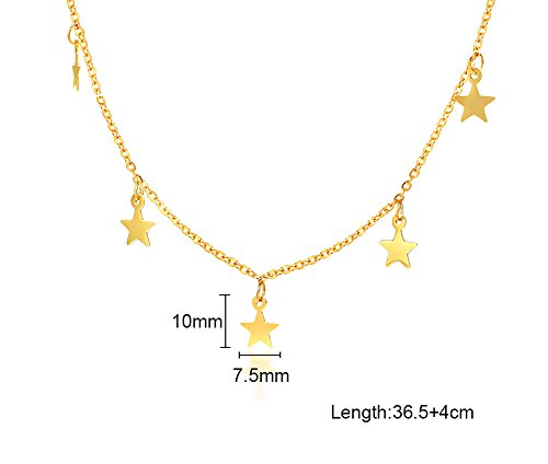 Vnox-2-PZ-Placcato-Oro-Inossidabile-Delicato-Minimal-Dangly-Coin-Pendente-Stella-Rotonda-Disc-Choker-Collana-Catena-Clavicola-per-Le-Donne-Ragazza