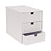 Bigso Box of Sweden Ingrid 3-Drawer Fiberboard Desk Organizer for Office Supplies and Accessories - Stackable Makeup Drawer Organizer - 6.3in x 9.9in x 8.1in - White