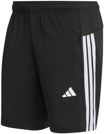 Uomo Workout Essentials Base 3 Stripes Woven Short 7 Inches Shorts, Black/White, M