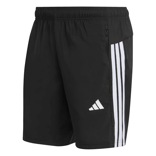 Uomo Workout Essentials Base 3 Stripes Woven Short 7 Inches Shorts, Black/White, M