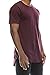 JC DISTRO Mens Hipster Hip Hop Cotton eLong Round Scallop Hemline Tshirt Wine Medium