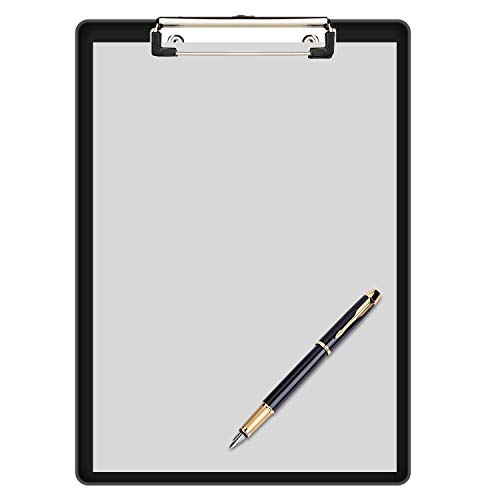 image for SUNEE Plastic Clipboard Color Letter Size Low Profile Clip, Transparen