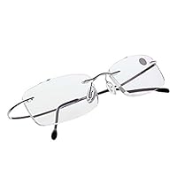 Lergo Ultralight Titanium Rimless Rectangular Reading Glasses Spectacles Eyewear Glasses Without Frame (#03)