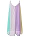 ZANZEA Women's Sexy Spaghetti Straps Sleeveless Loose Rainbow Chiffon Mini Dress Mix M