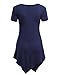 MBJ WT638 Short Sleeve Shirts for Womens Tops Casual V-Neck Summer Clothes Asymmetrical Tunic Blouses XL Navy