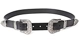 Women Leather Belts Ladies Vintage Western Design Black Waist Belt for Pants Jeans Dresses, Suit for Waist Size 32-36 Inches, 01-Black-Only for High Waist
