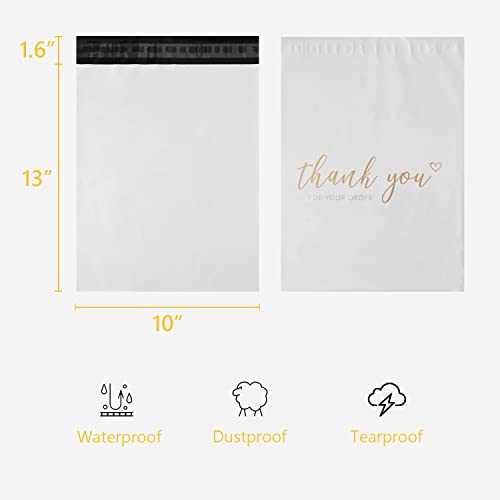 JinRuiKJ 10x13 inch Poly Mailers 25 PCS Shipping Bags White Envelopes with Self Adhesive, Waterproof and Tear-Proof Postal Bags, Chic Packaging Bags for Small Business, Bulk