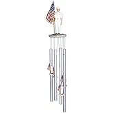 StealStreet SS-G-41809, Wind Chime Round Top Navy with US Flag Hanging Garden Porch Decoration