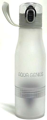 Aqua Genius Lemon/Fruit Infuser Water Bottle - Bottom Juicer and Flip Top Lid - BPA Free (White with Purple Accents, 15 oz)