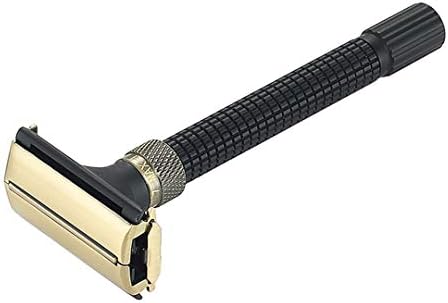 Adjustable Butterfly Open Double Edge Safety Razor 3 Colors Brass Long Handle Razors Designed by Black Bronze