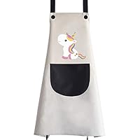 Bolley Joss Cute Unicorn Kitchen Apron Waterproof Durable Bib Apron with Pocket for Women Girls Washing Dishes