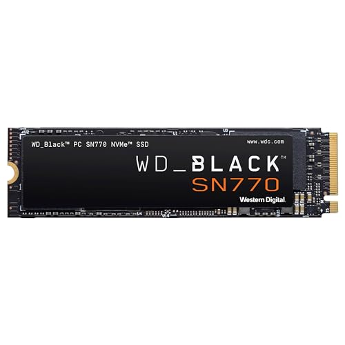 WD_BLACK SN770 NVMe SSD 250 GB (High-Performance NVMe SSD, Gaming SSD, PCIe Gen4, M.2 2280, Lesen 4.000 MB/s, Schreiben 2.000 MB/s) Schwarz