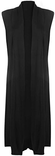 Womens Ladies Open Front Sleeveless Long Line Waistcoat Boyfriend Maxi Cardigan UK Plus Size 8-26