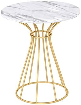 XBBZ Marble Coffee Table, Nordic Minimalist Modern Sofa Side Table Round Living Room Balcony Gold Wrought Iron Nesting Tables,50×60cm/60×75cm (Size : 50×60cm)