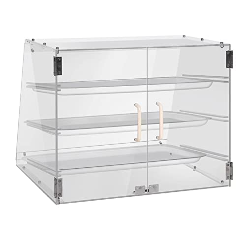 YBSVO 3 Tray Commercial Countertop Bakery Display Case With Rear Doors