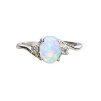 qsbai Opal Charm Ring Women Bridal Wedding Jewelry Gift/US Size 7