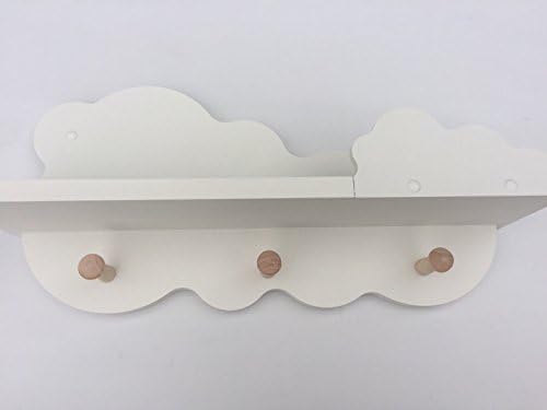 Nursery cloud shelf cloud peg shelf with 3 non painted pine shaker pegs hand painted Annie Sloan Old White