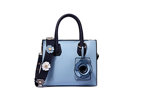 Ruiatoo Top Handle Handbag Flower Portable Satchel Tote Purse Shoulder Crossbody Bags Blu