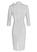 Women's 1950s Retro 3/4 Sleeve Bow Cocktail Party Evening Dress Work Pencil Dress (X-Large, White)