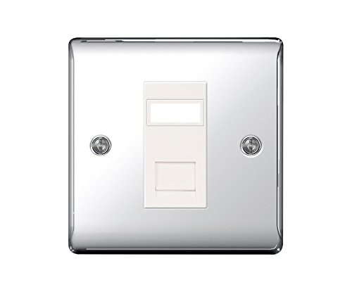 BG-Nexus-Metal Single RJ45 Data Outlet Socket,Polished Chrome Finish