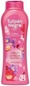Tulipán Negro - Gel de Baño Cerezo y Fresia, Nutritivo e Hidratante, Gel de Ducha con Fragancia Floral Fresca y Duradera, 650 ml