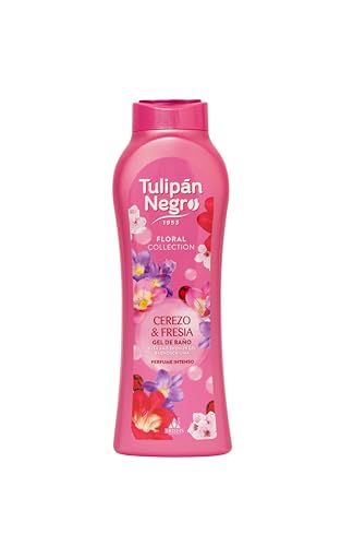 Tulipán Negro - Gel de Baño Cerezo y Fresia, Nutritivo e Hidratante, Gel de Ducha con Fragancia Floral Fresca y Duradera, 650 ml