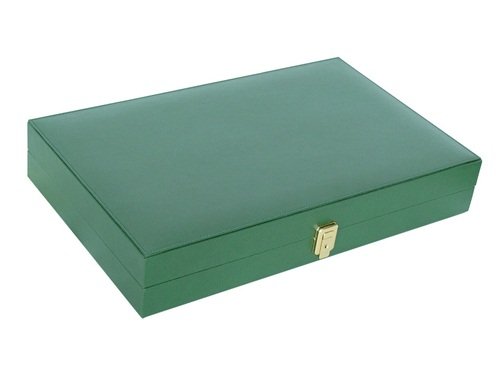 Zaza & Sacci Leather/Microfiber Backgammon Set - Board Game - 20" Green Case
