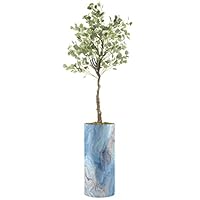 SIGNWIN Eucalyptus Tree with Blue & Tan Watercolor Granite Effect Vase Geometric Rocky Minimalism Zen Relax/Calm Multicolor Ultra for Living Room, Bedroom, Office - X-Large 5 Feet (60
