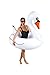 BigMouth Inc. Giant White Swan Pool Float, 4-Foot Wide Funny Inflatable Vinyl Summer Pool or Beach Toy, Patch Kit Included