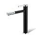 Fapully Contemporary Bathroom Sink Faucet with Rotating Spout 11.8 inch Tall Vessel Sink Faucet,Chrome & Black