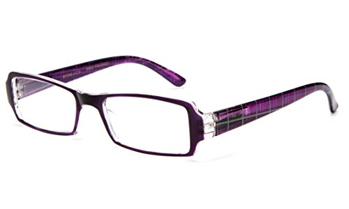 Newbee Fashion - IG Unisex Translucent Temple Quilt Design Sleek Light Weight Spring Temple Clear Lens Glasses