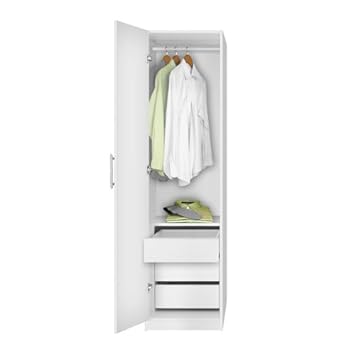 Alta Narrow Wardrobe Closet Left Door 3 Interior Drawers Alta